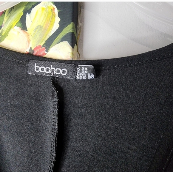 🍁🍂BLACK NWOT BOOHOO 20 peplum belted blouse - Picture 3 of 6